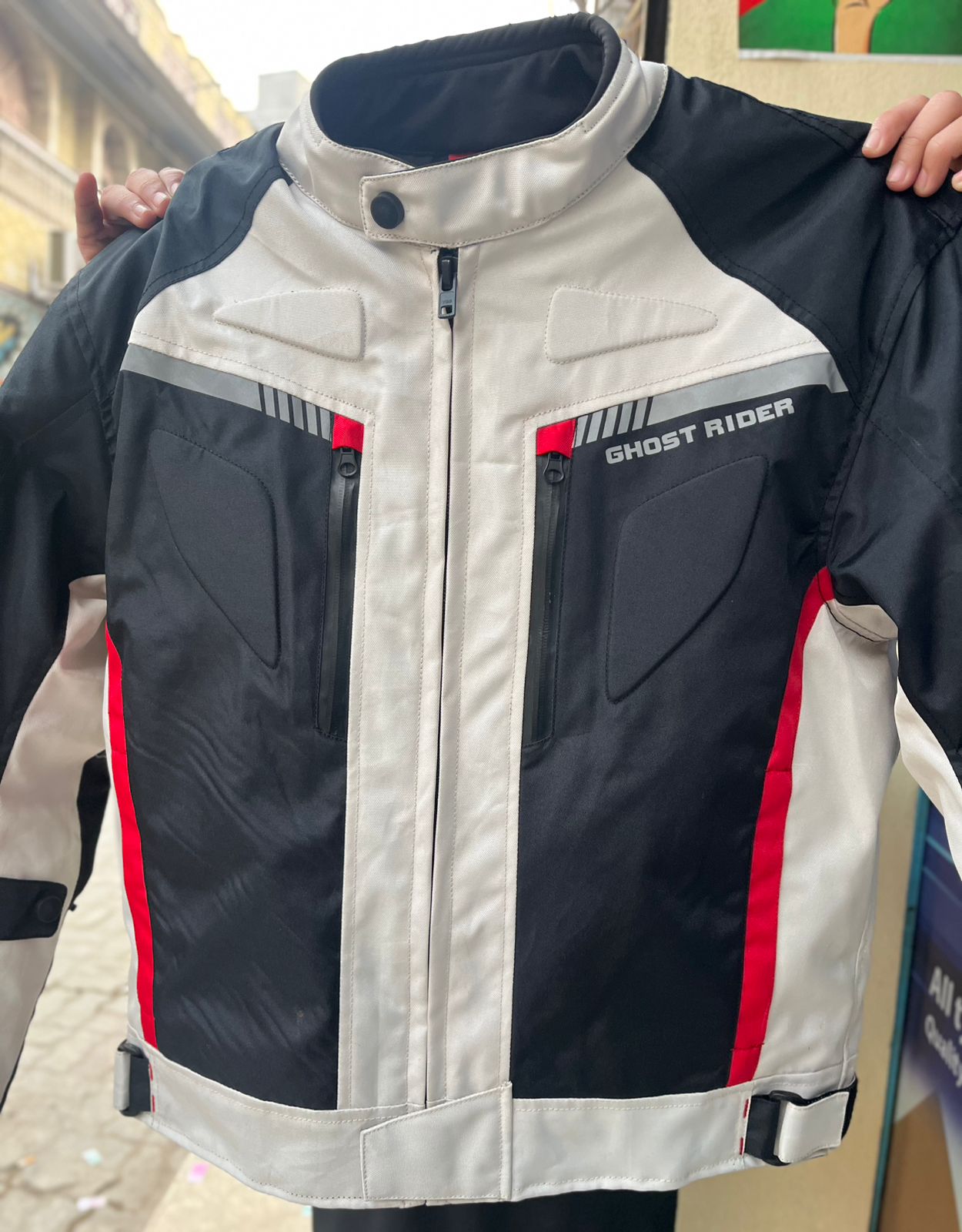 Veste de Moto Imperméable et Coupe-Vent Ghost Rider Blanche