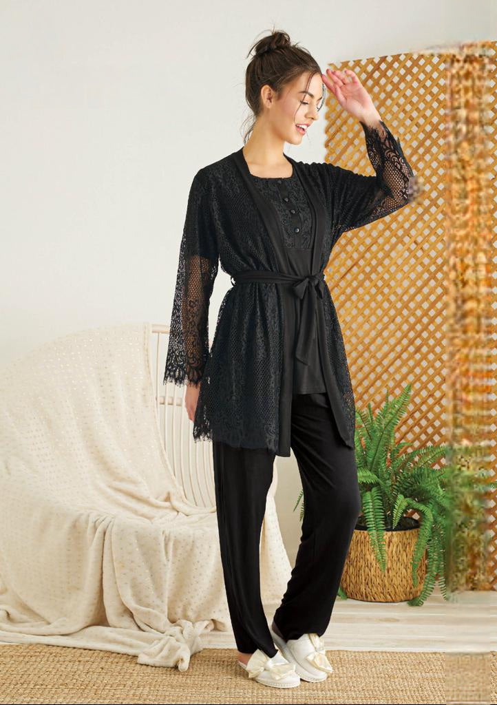 Pyjamas 3pcs élégant noir