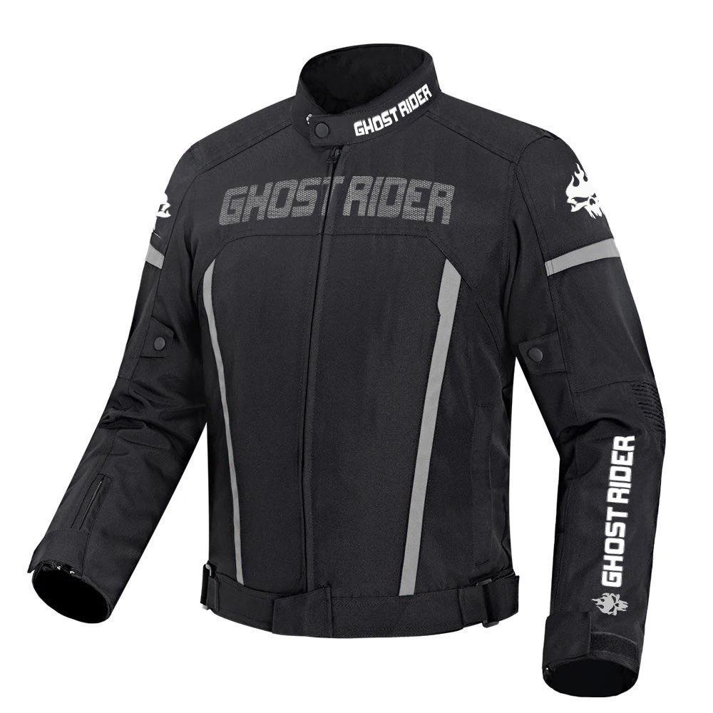 Veste de Moto Imperméable et Coupe-Vent Ghost Rider Noir-argenté
