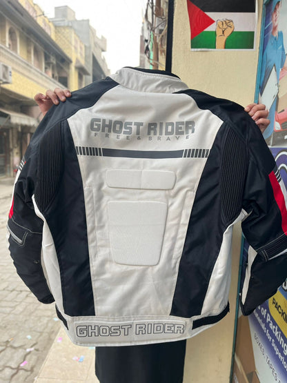 Veste de Moto Imperméable et Coupe-Vent Ghost Rider Blanche
