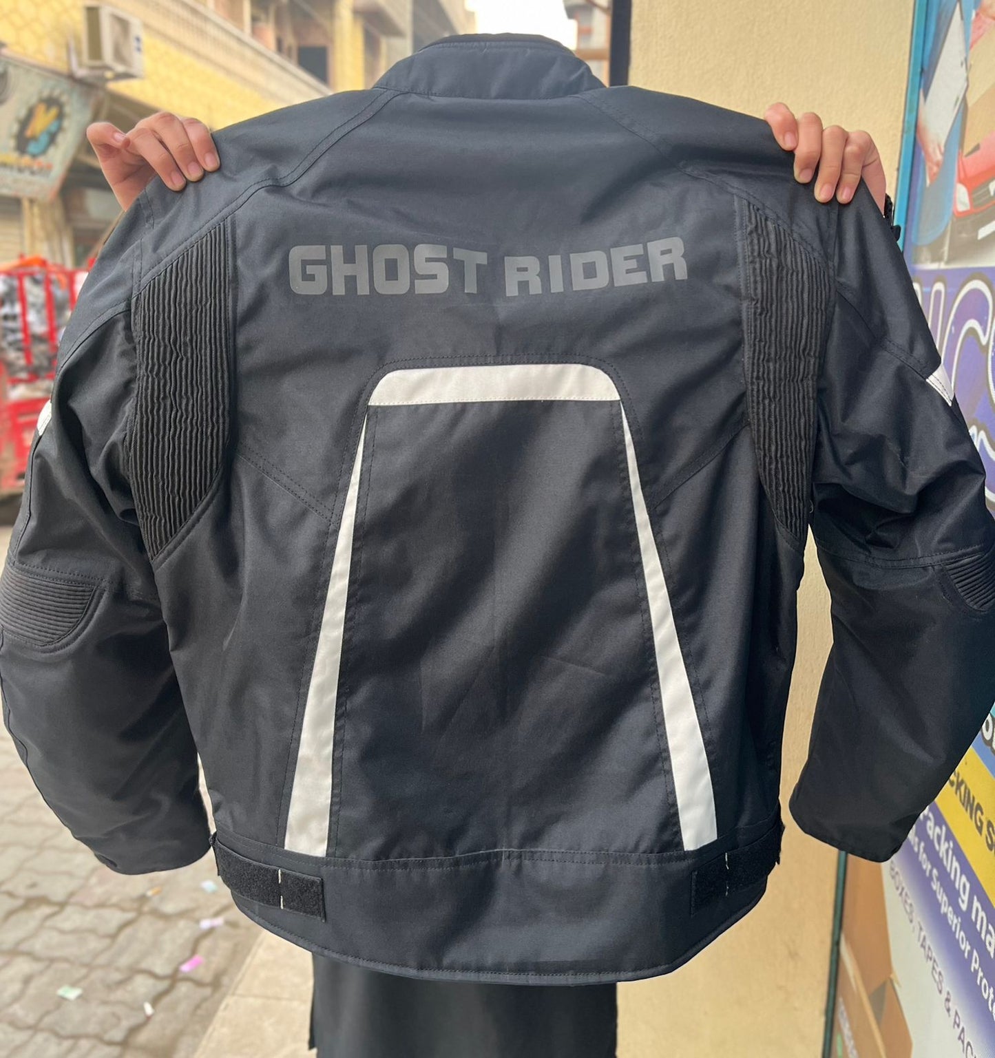 Veste de Moto Imperméable et Coupe-Vent Ghost Rider Noir-argenté