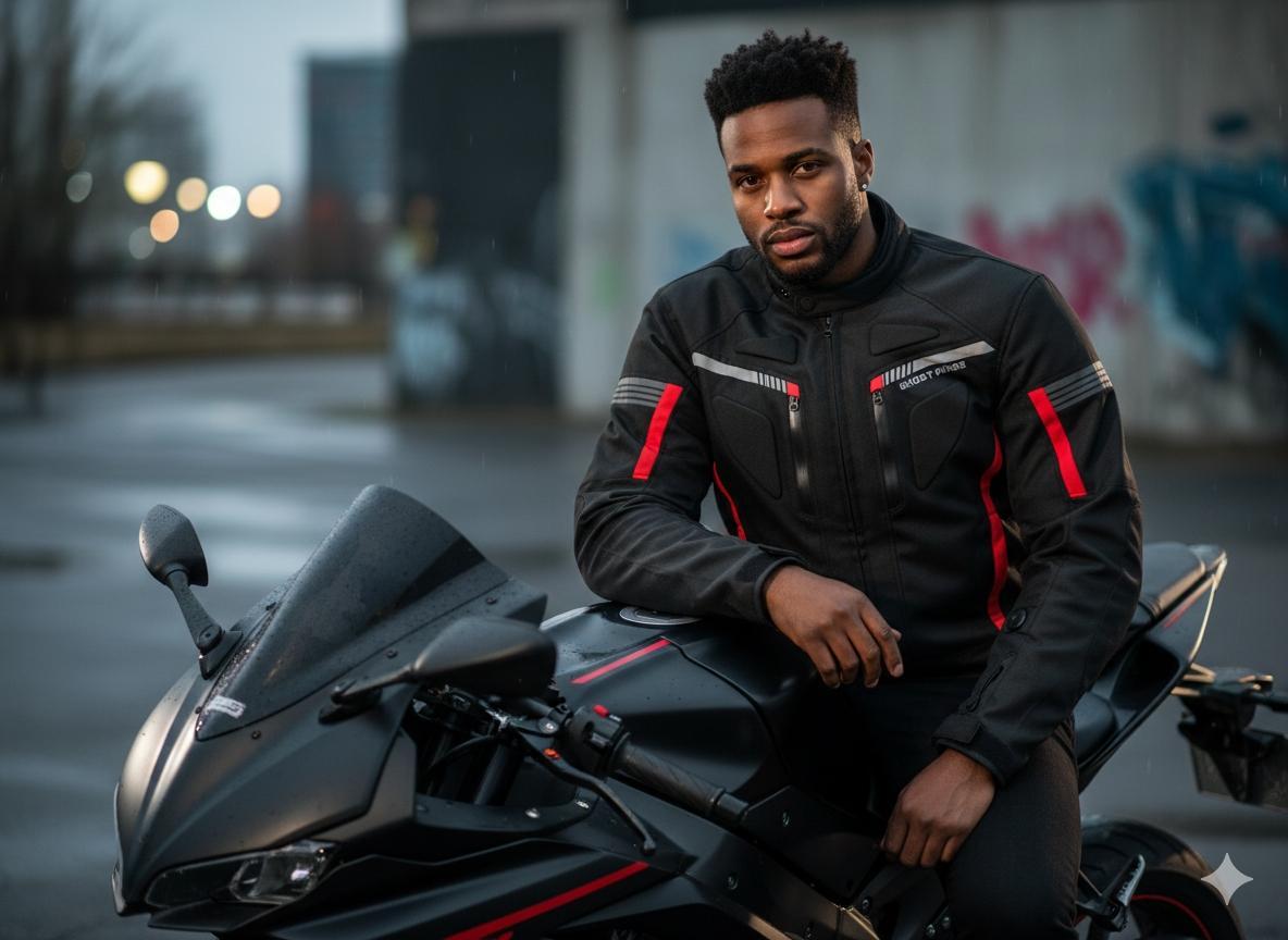 Veste de Moto Imperméable et Coupe-Vent Ghost Rider Noir-rouge