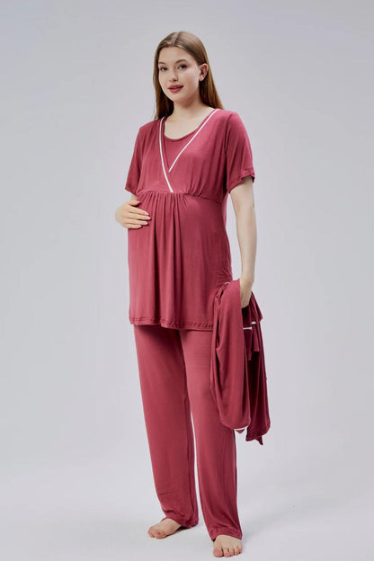 Pyjamas coton maternité 3pcs rouge