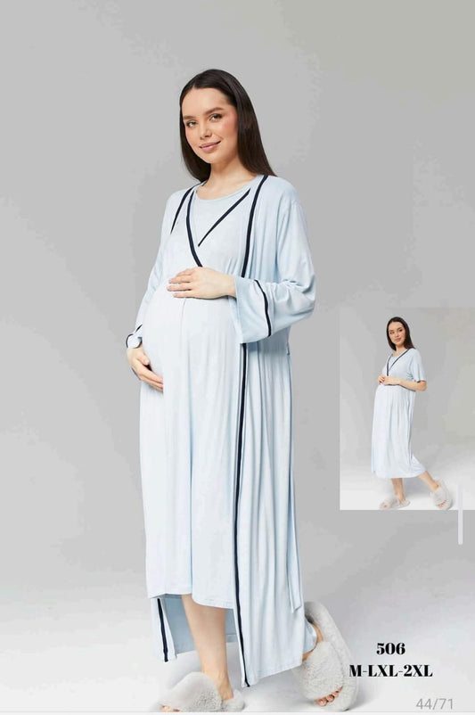 Ensemble pyjamas 2pcs bleu coton
